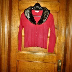 ***BEECHERS BROOK *** CARDIGAN with Fur Collar ~M